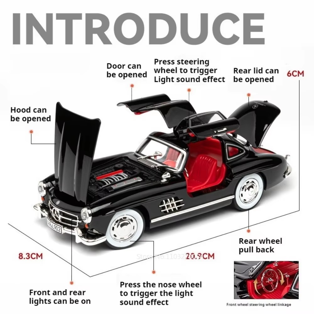 1:24 300SL W140 سبيكة نموذج ال - مراجعة Model Kit Mustang وسعره