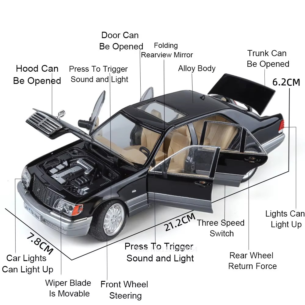 1:24 300SL W140 سبيكة نموذج ال - مراجعة Model Kit Mustang وسعره